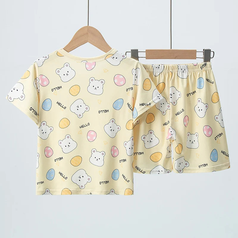Ensemble 2 pièces enfant mixte – T-shirt manches courtes & short imprimé animaux, été 4-6 ans