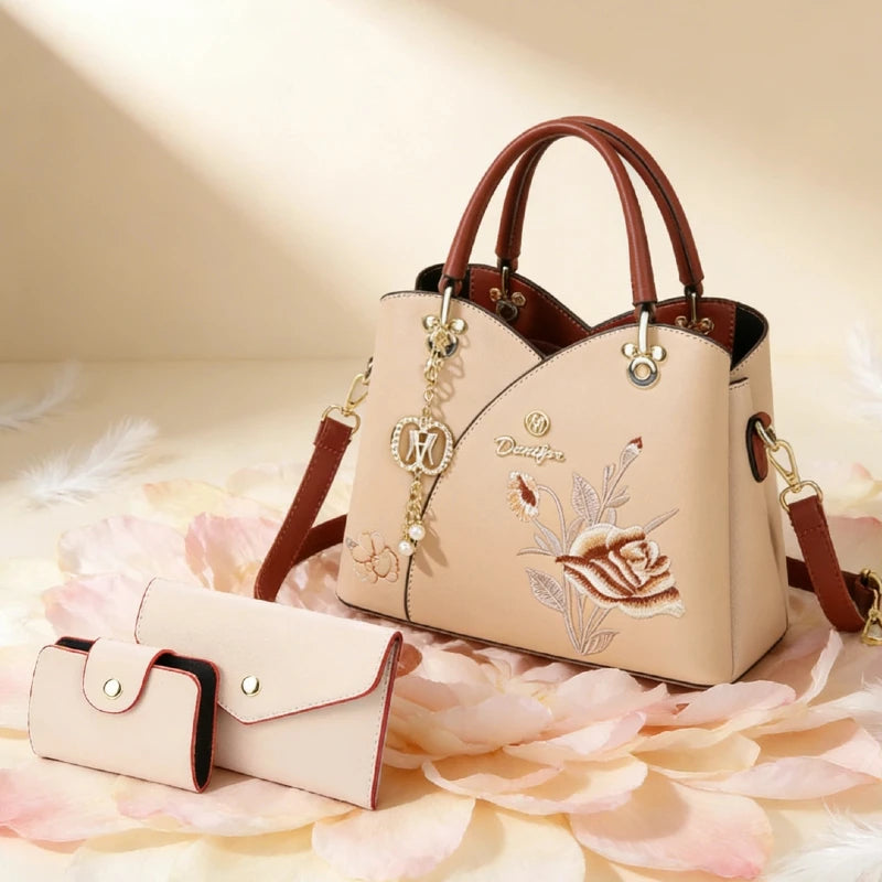 Sac Tote Bag Brodé Œillet – Cadeau Fête des Mères & Anniversaire Maman
