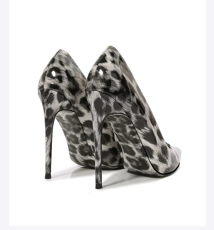 Escarpins Léopard Talon Aiguille 12cm — PU Cuir, Bout Pointu, Soirée Grande Taille 35-46