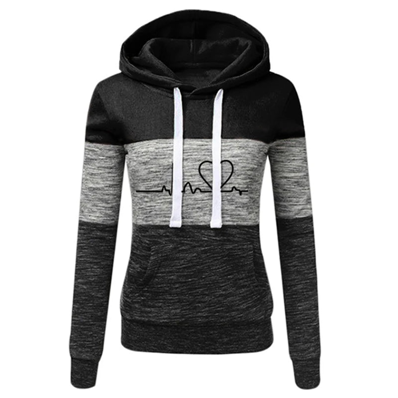 Survêtement Femme Imprimé Capuche — Color Block, Jogging Sport, Tailles S-3XL