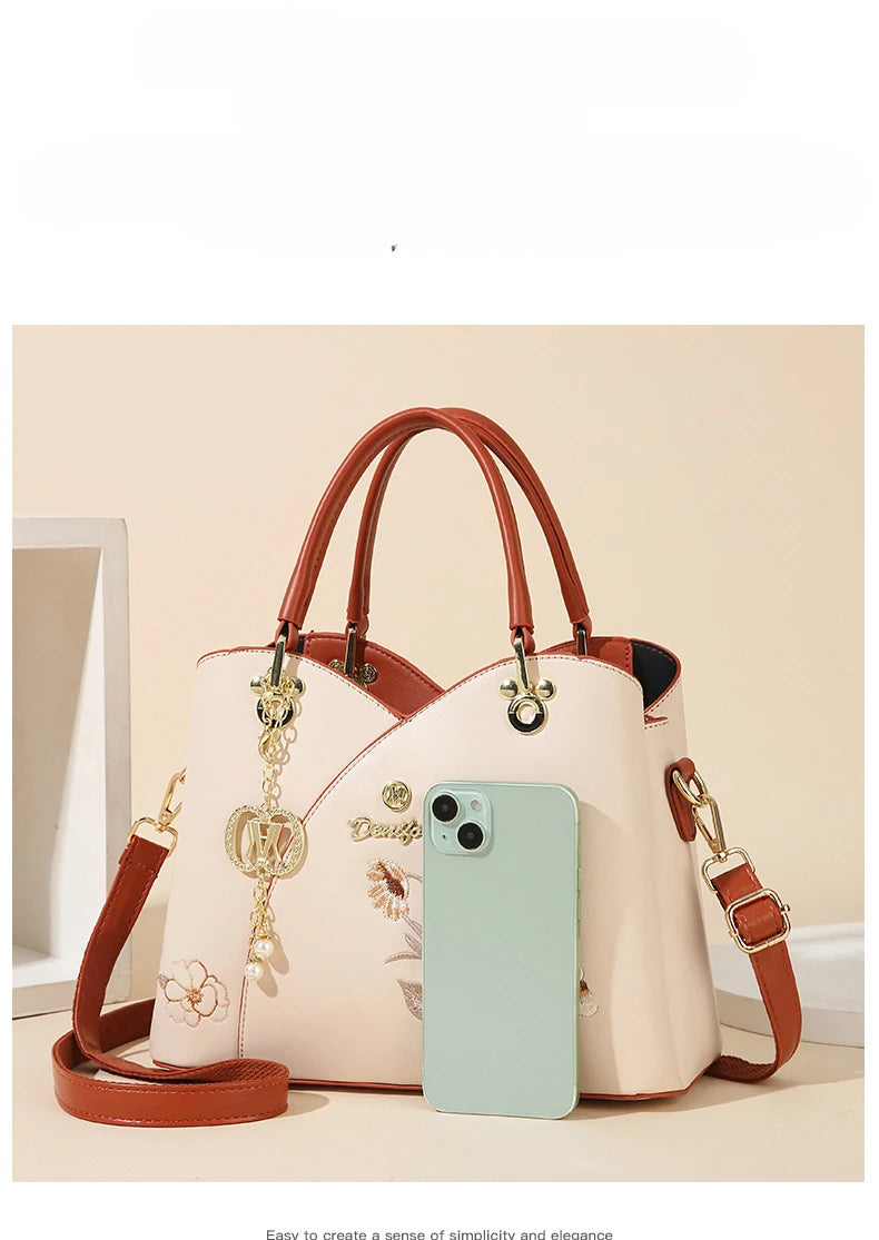 Sac Tote Bag Brodé Œillet – Cadeau Fête des Mères & Anniversaire Maman