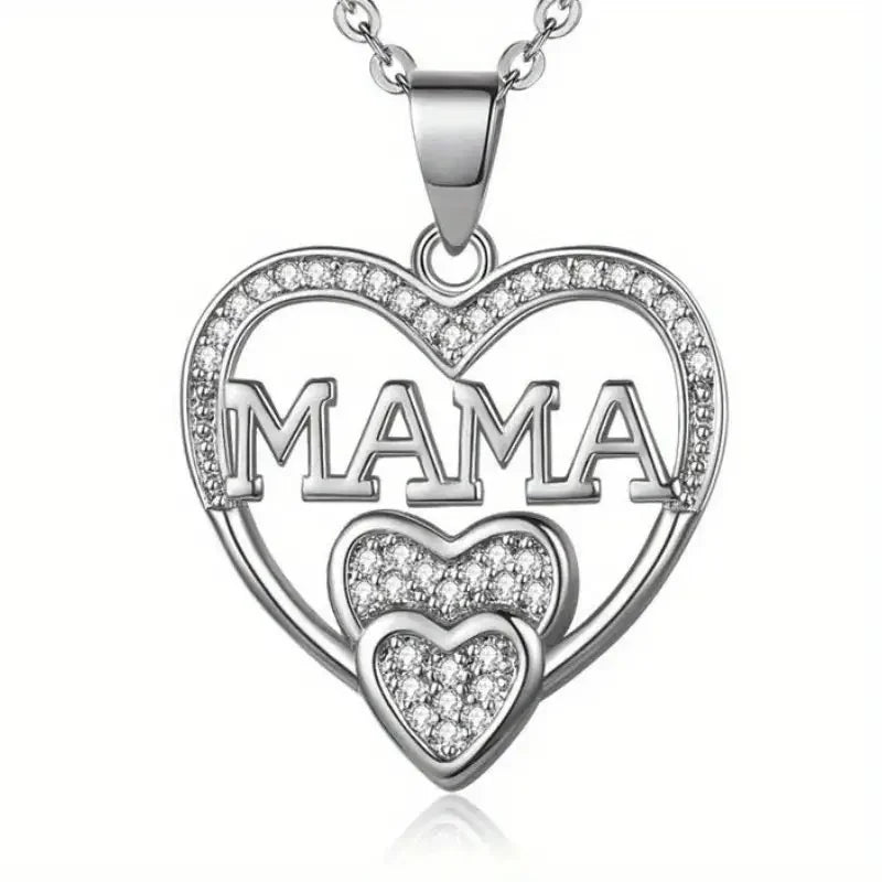 Collier Femme Élégant — Pendentif Amour MOM, Cadeau Idéal Fête des Mères