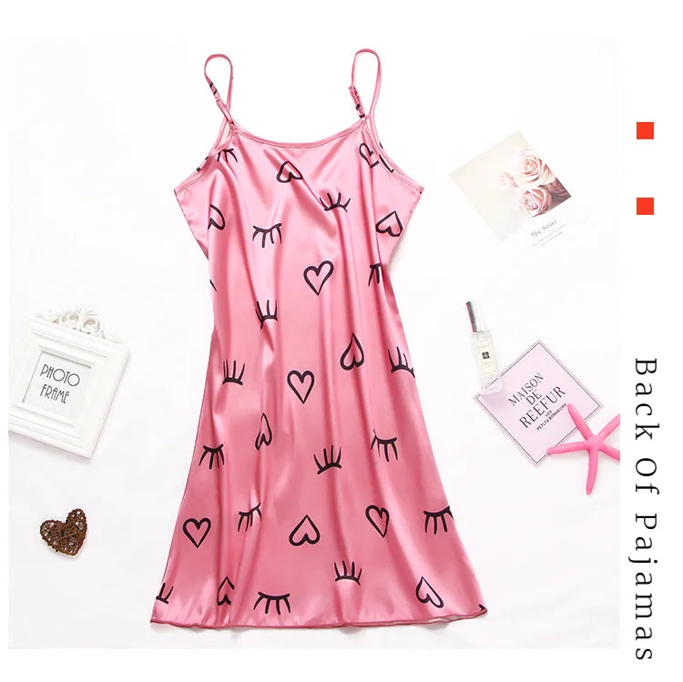 Lingerie Femme Babydoll Nuisette Imprimée — Sans Manches, Sexy, Pyjama Chemise