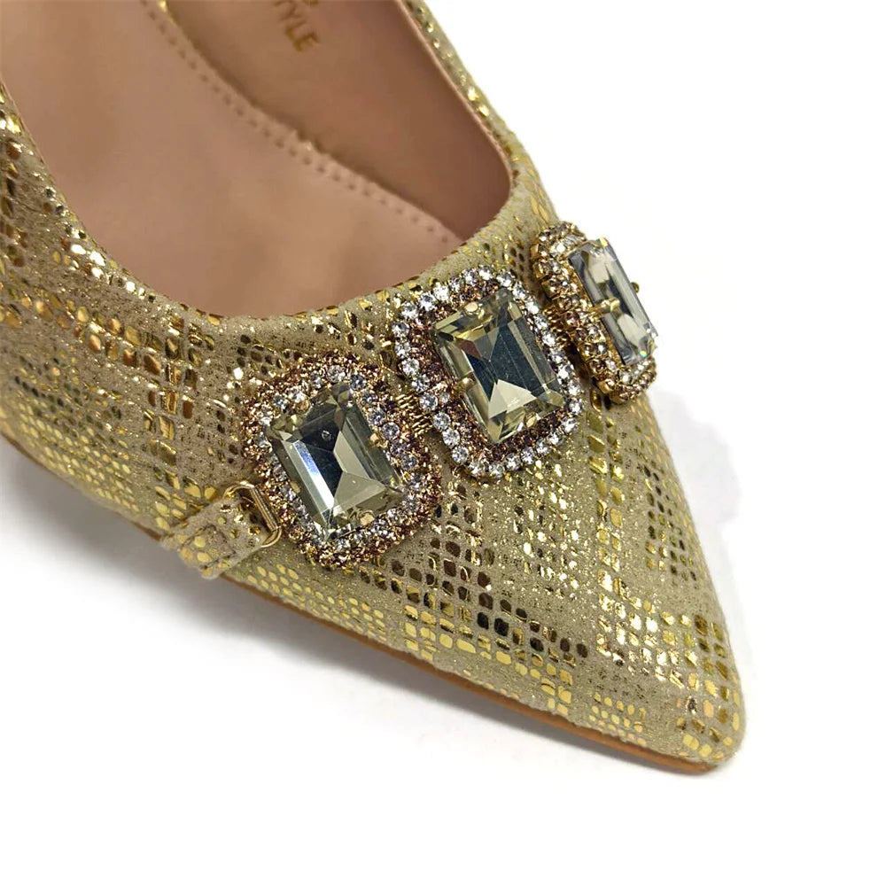 Ensemble Chaussures & Sac Femme Venus Chan Vert Strass — Talon Haut, Soirée Luxe