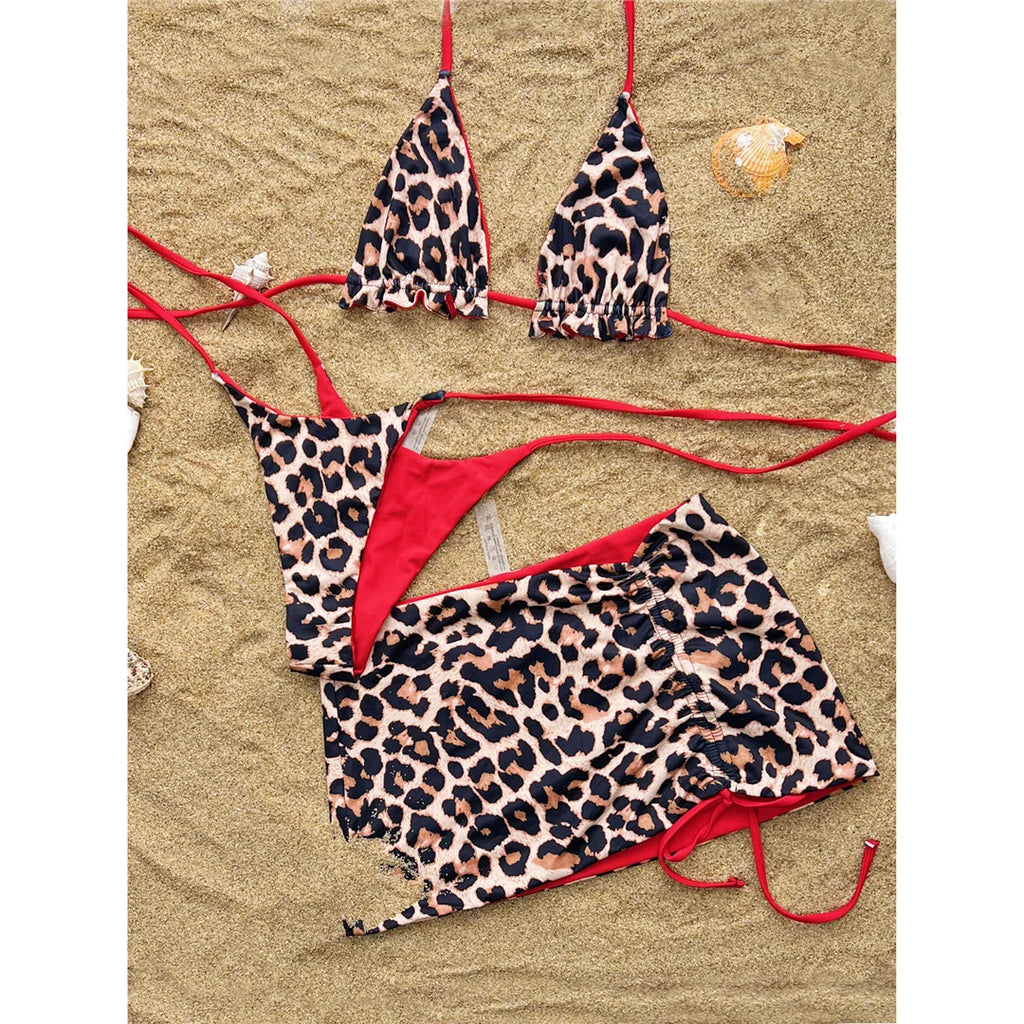 Bikini Léopard Réversible 2 Faces — 3 Pièces XS-XL, Maillot de Bain Femme