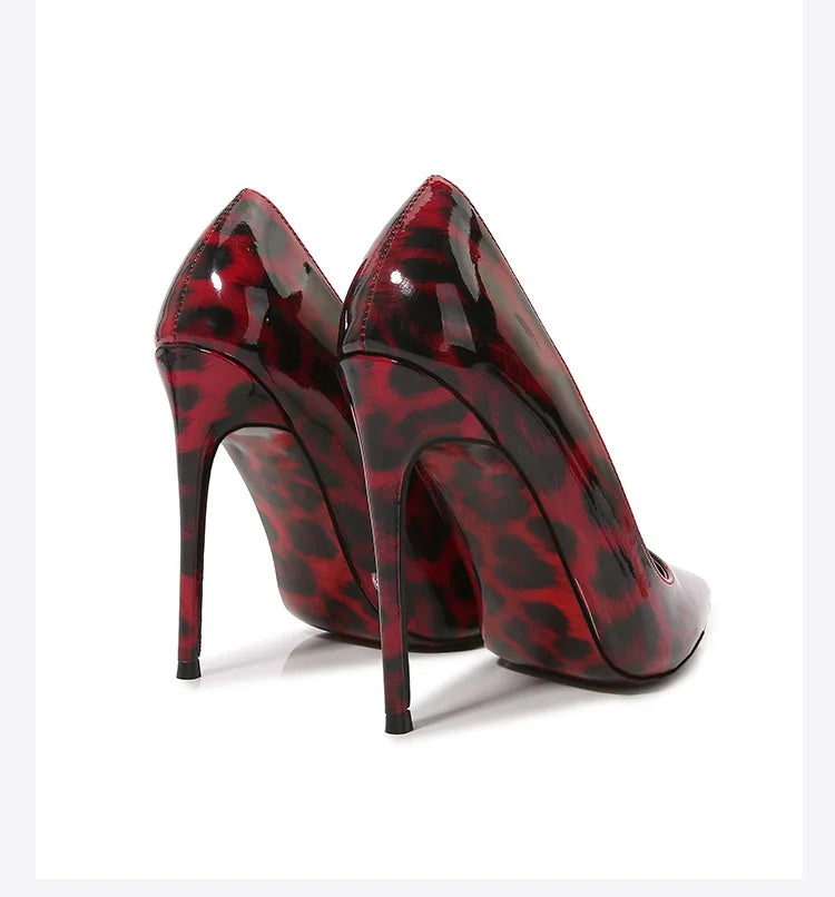 Escarpins Léopard Talon Aiguille 12cm — PU Cuir, Bout Pointu, Soirée Grande Taille 35-46