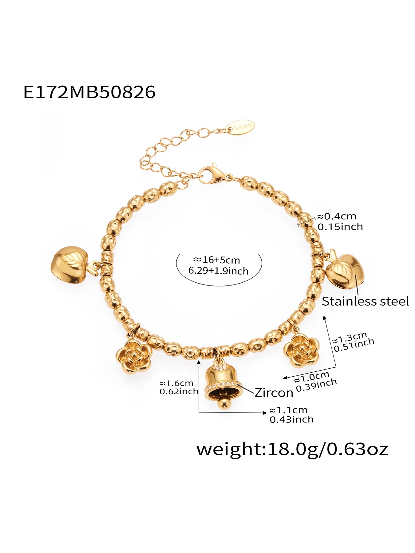 Nivora Bracelet Femme Acier Inoxydable Perles & Pendentif Cœur — Bijou Mariage Élégant