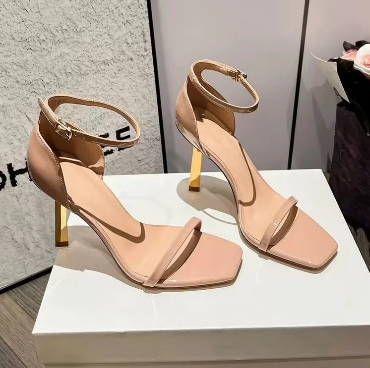 Sandales Femme Talon Aiguille Nude Sexy 2025 — Stiletto Élégant, Banquet, Grande Taille