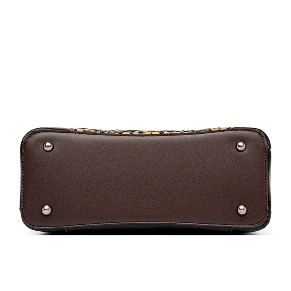 Sac À Main Femme Cuir PU Gaufré Artisanal — 3 Compartiments, Grande Capacité, Bandoulière