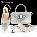 Ensemble Chaussures & Sac Femme Strass Magenta — Bout Pointu, Talon Haut, Mariage Soirée