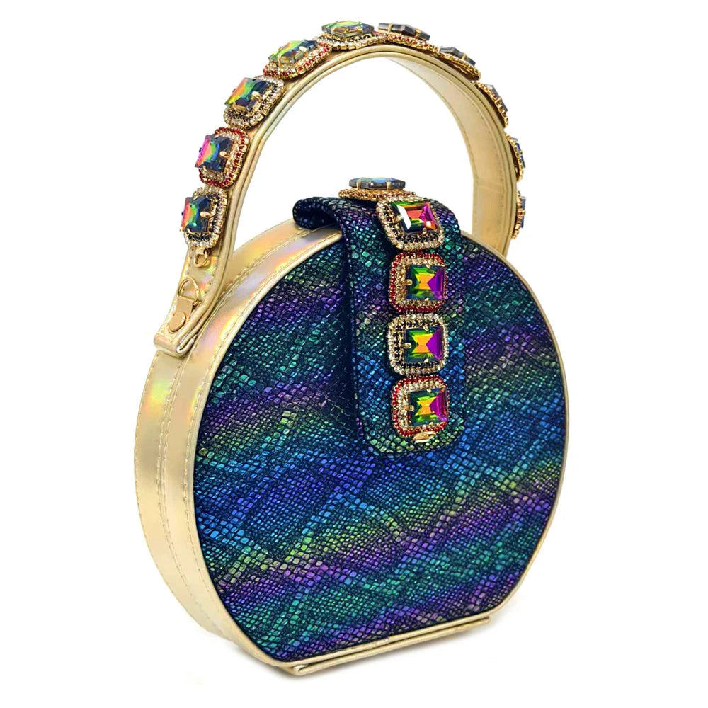 Ensemble Chaussures & Sac Femme Venus Chan Vert Strass — Talon Haut, Soirée Luxe