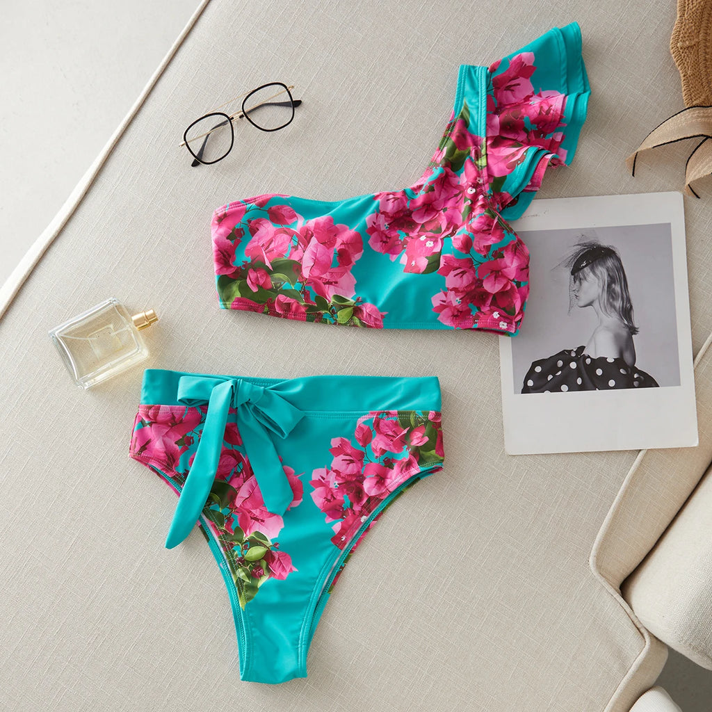 Bikini Taille Haute Bandage Floral 2026 — Volanté, Push Up, Bretelles Brésilien