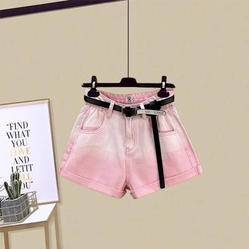 Ensemble 2 pièces filles ado – T-shirt manches courtes & short imprimé lettres, tenue été tendance