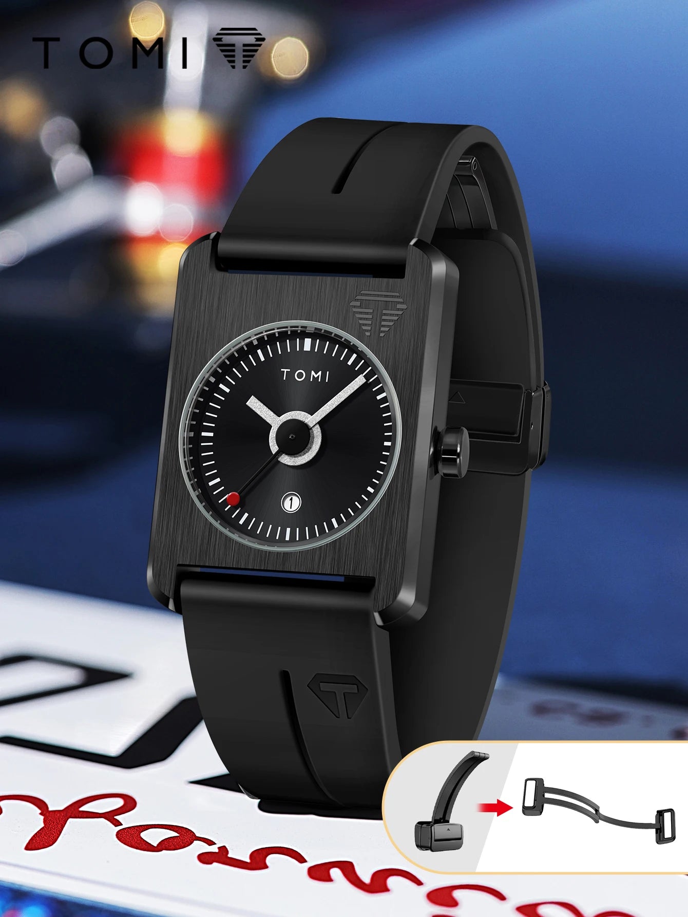 Montre Homme Fashion Quartz — Petit Cadran Carré, Boucle Magnétique, Casual Léger