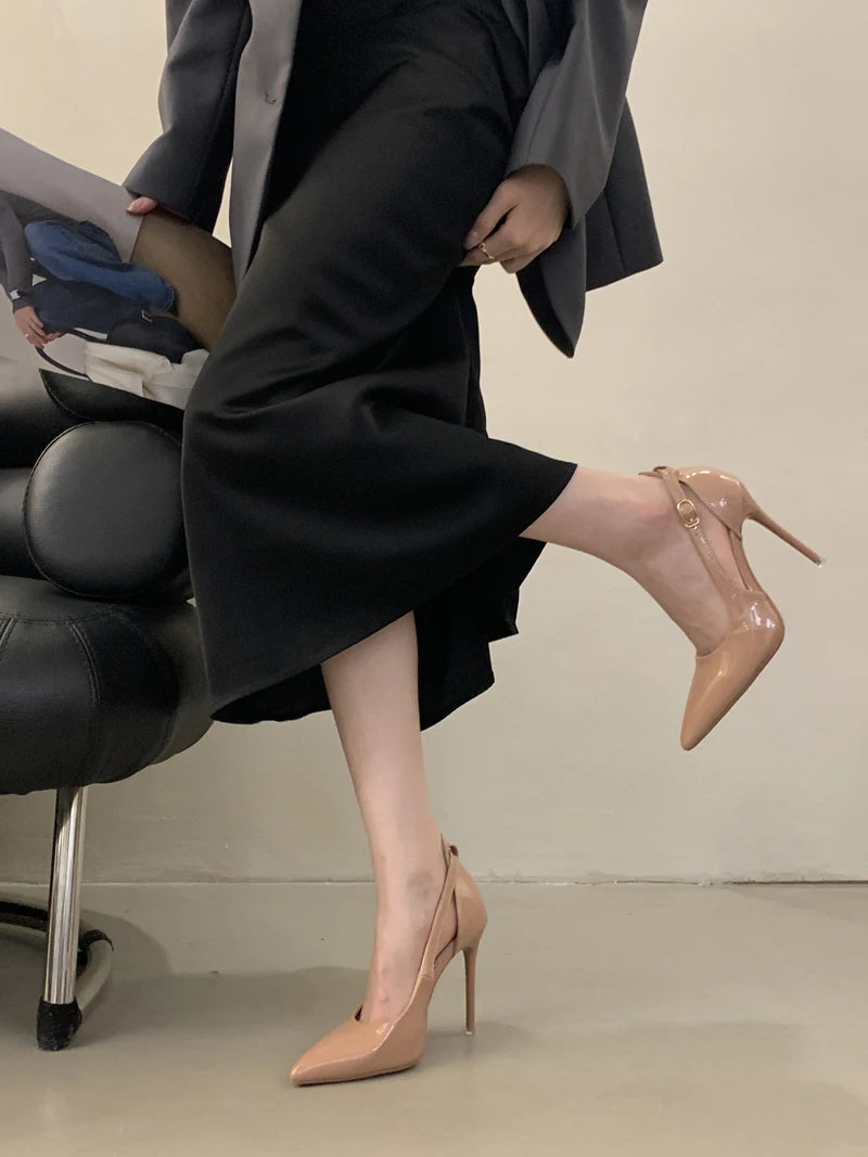 Escarpins Bordeaux Talon Aiguille 11cm — Cuir Verni Noir, Stiletto Chic, Soirée