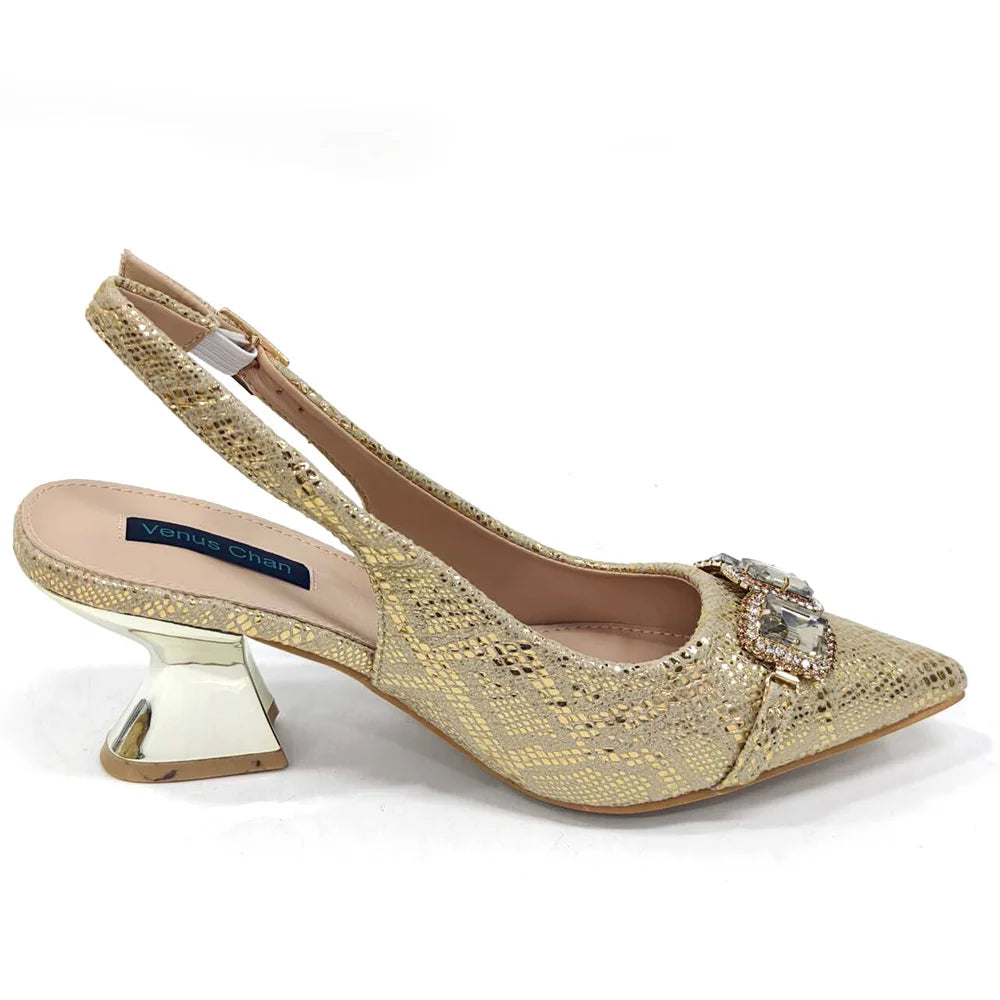 Ensemble Chaussures & Sac Femme Venus Chan Vert Strass — Talon Haut, Soirée Luxe