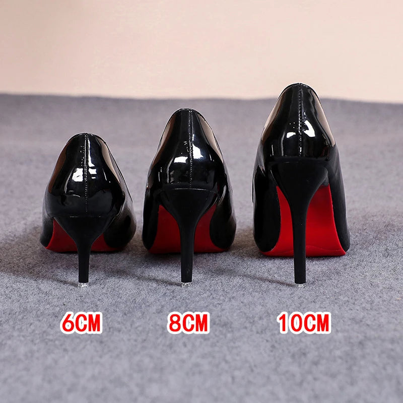 Escarpins Semelle Rouge Femme Talon Haut — Cuir Souple, Classique, Mariage Banquet