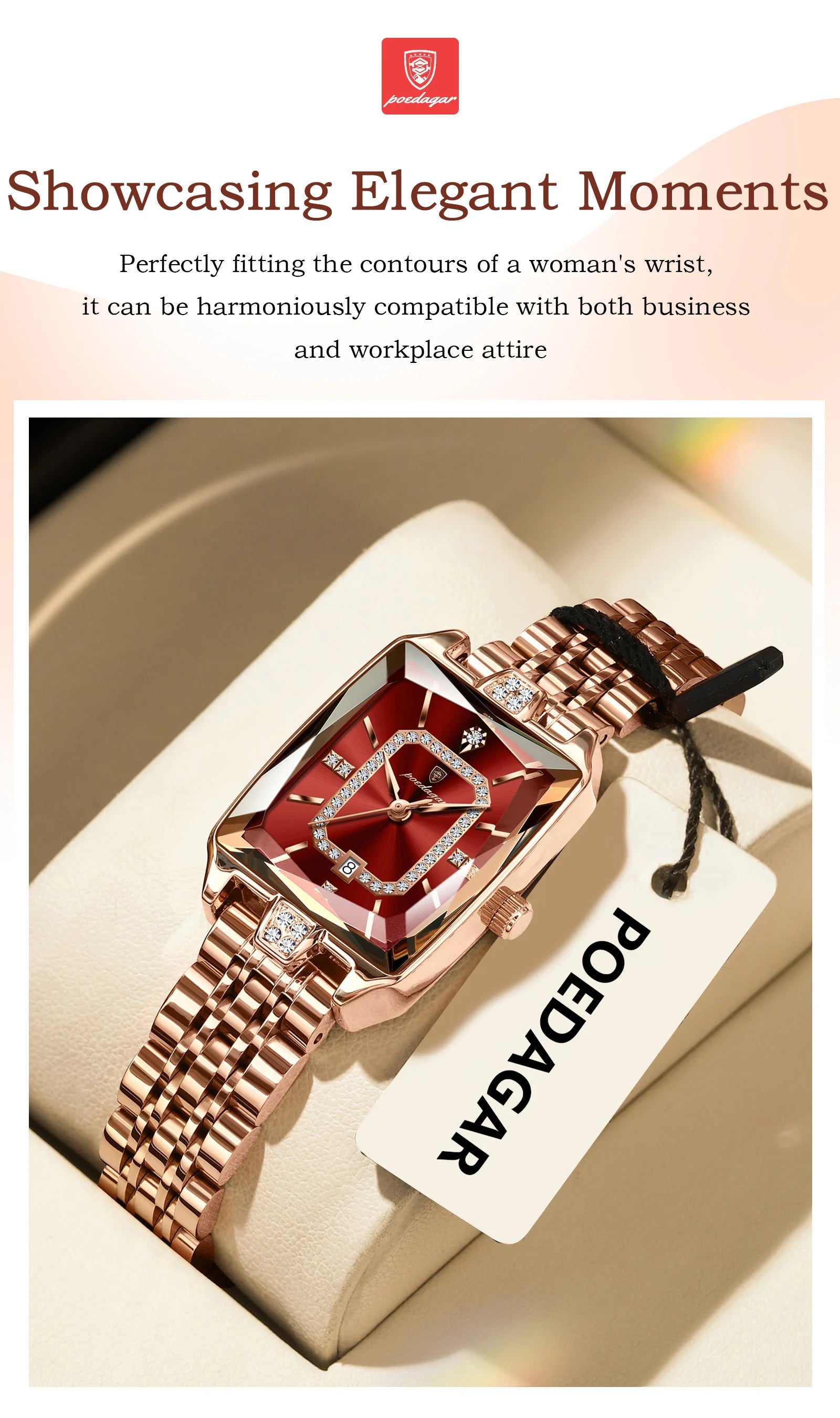 Montre Femme POEDAGAR Luxe Quartz — Acier Inoxydable, Étanche, Date, Fashion