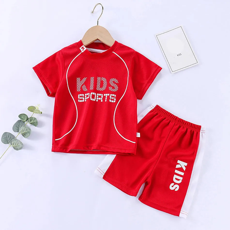 Ensemble 2 pièces enfant mixte – T-shirt manches courtes & short sport imprimé lettres, 2-12 ans