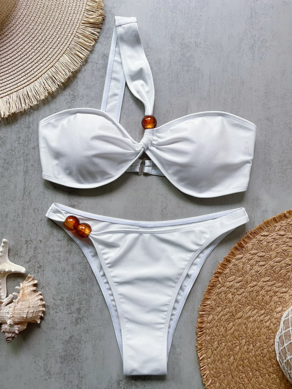 Bikini Taille Haute Filet Brésilien — 2 Pièces Sexy, Maillot de Bain Femme Été