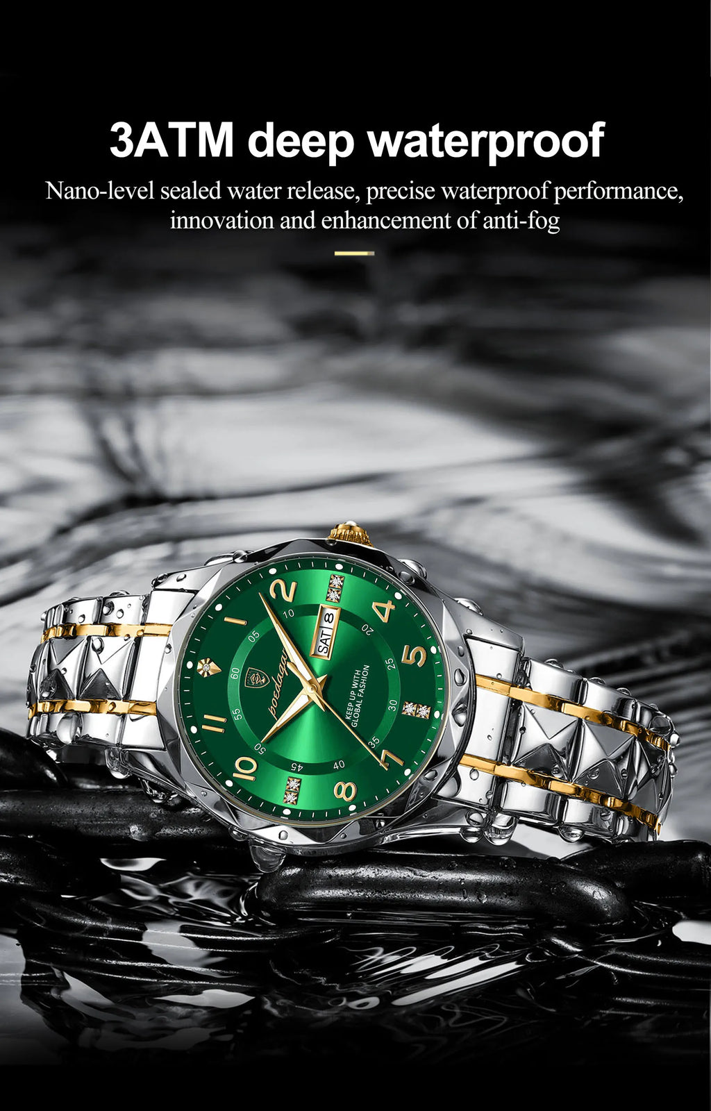 Montre Homme POEDAGAR Business — Acier Inoxydable, Lumineux, Date, Semaine, Quartz