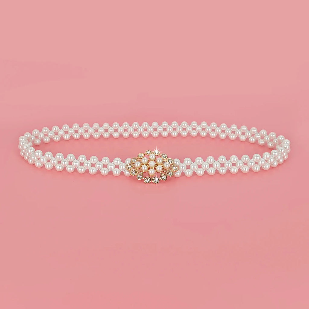 Ceinture Femme Chaîne de Taille Perles — Élastique Strass Décoration