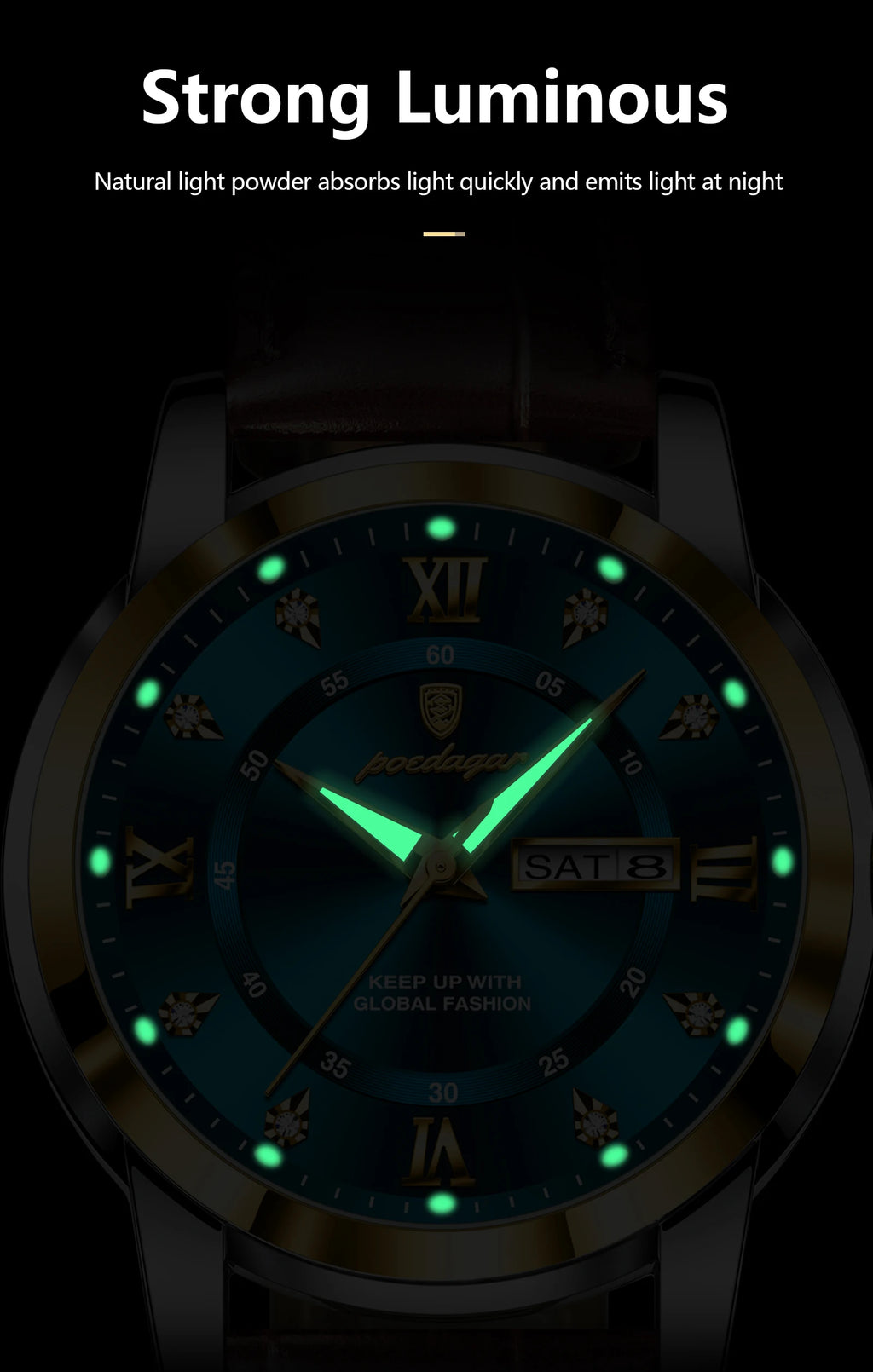 POEDAGAR Montre Homme Cuir Luxe — Quartz Élégant, Bracelet Cuir, Top Qualité