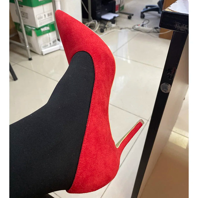 Escarpins Femme 9cm Jaune Bordeaux — Suède, Grande Taille, Mariage Prom