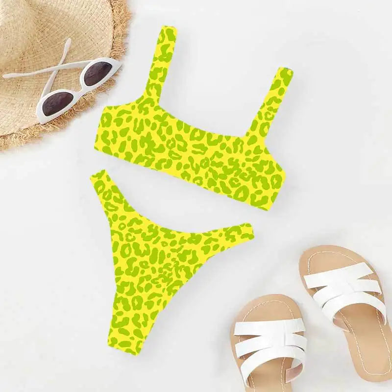 Micro Bikini Sexy 2 Pièces Léopard 2026 — Taille Haute, Bretelles, Maillot de Bain Femme
