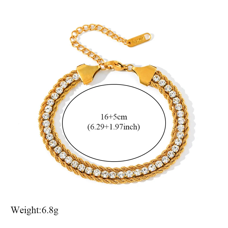 Bracelet Jonc Acier Inoxydable 316L Doré Femme — Chaîne Poignet Tendance Waterproof