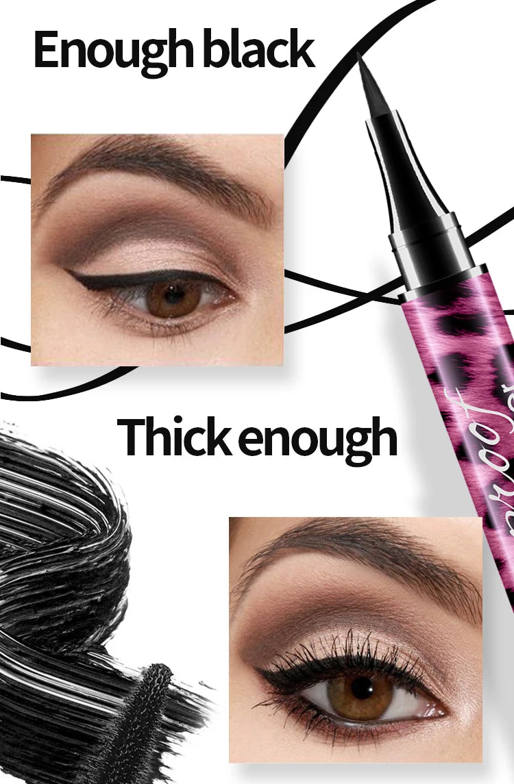 Set Eyeliner Liquide & Mascara 4D YANQINA — Waterproof, Crayon Sourcils, Yeux