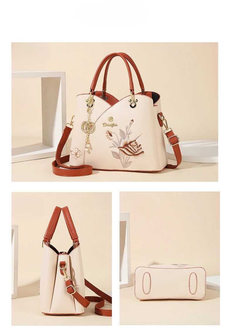 Sac Tote Bag Brodé Œillet – Cadeau Fête des Mères & Anniversaire Maman