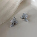 Boucles d'Oreilles Papillon Cristal Fleur Coréennes — Luxe Élégant, Cadeau Mariage