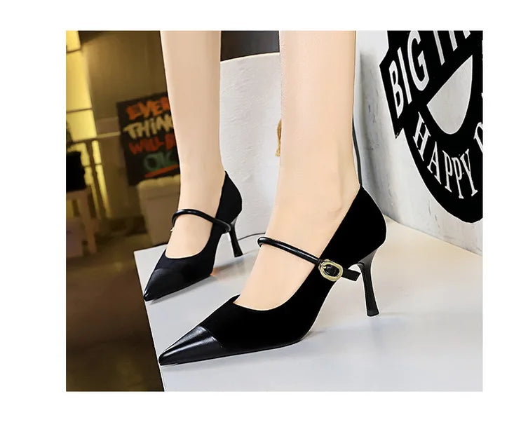 Escarpins Femme Bout Pointu Stiletto BIGTREE — Suède, 7cm 10cm, Grande Taille 43