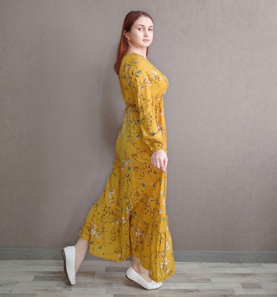 Robe Maxi Femme Été — Imprimé Floral Manches Longues Plage & Soirée