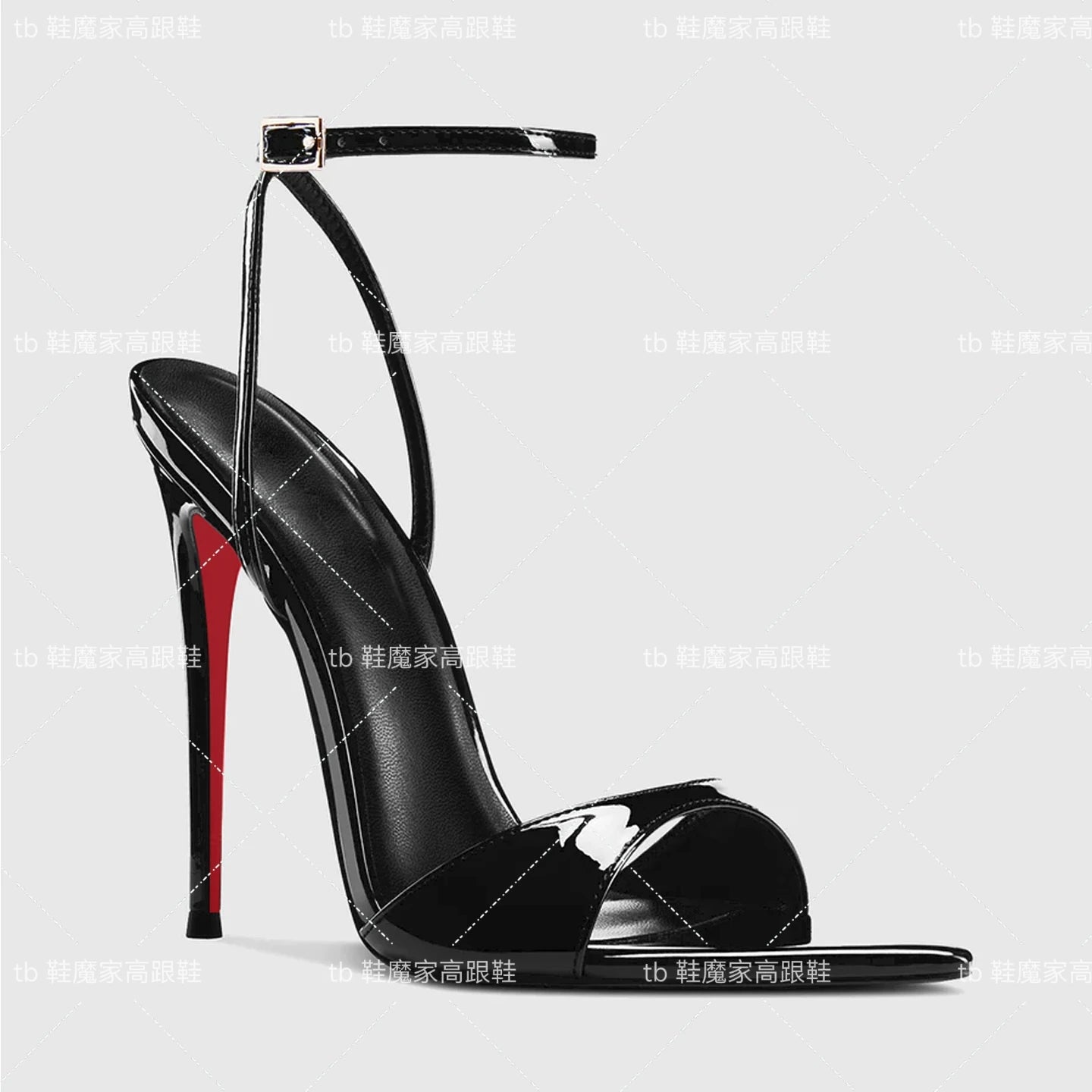 Sandales Femme Semelle Rouge Bout Ouvert Boucle — Talon Haut, Grande Taille, 2025