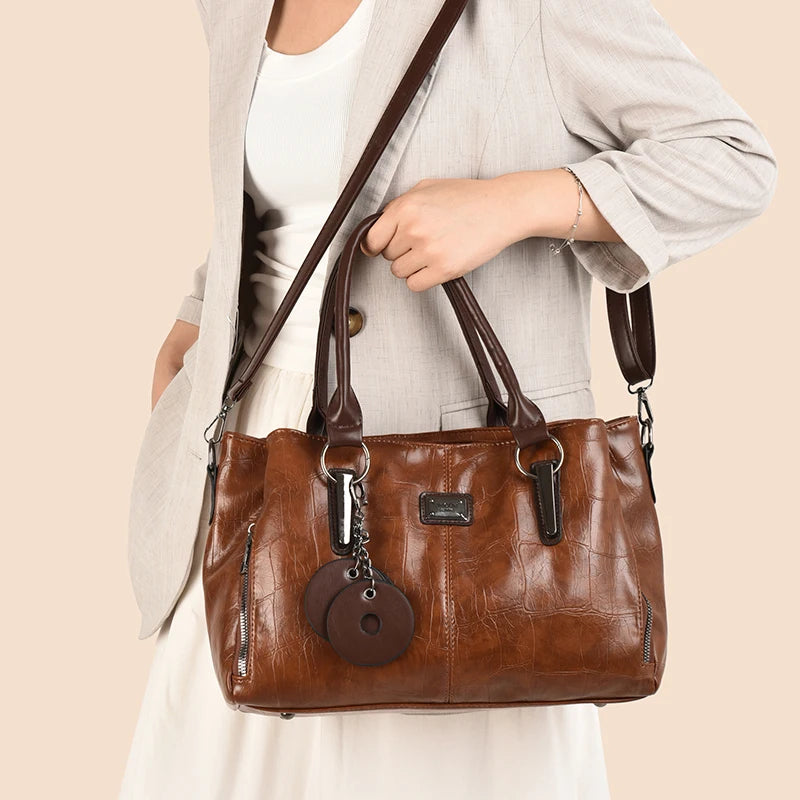 Sac à Main Femme Cuir PU — Tote Bandoulière Messenger, Grande Capacité