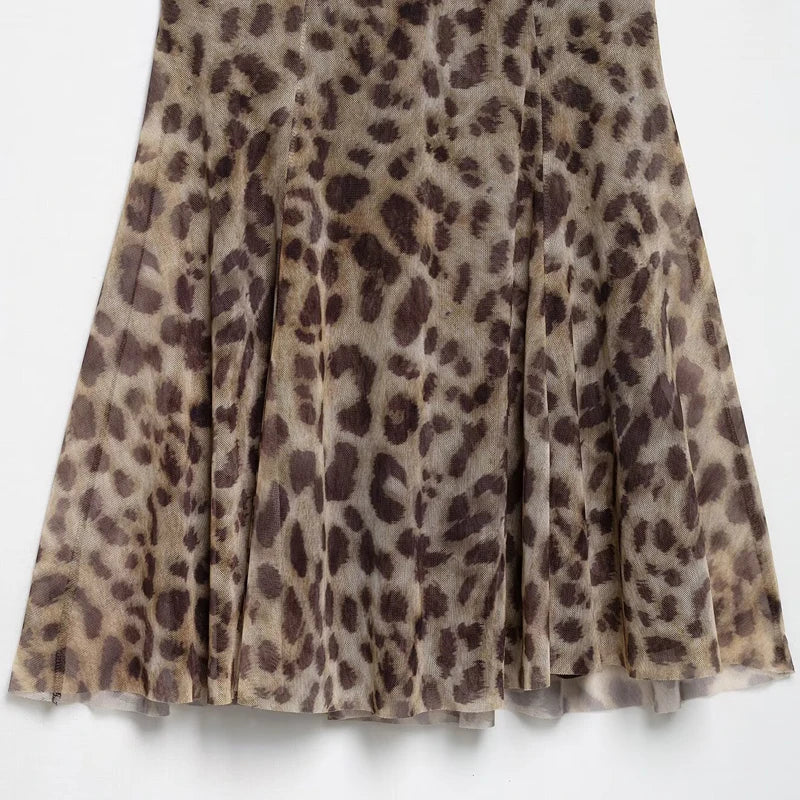 Robe Mini Tulle Léopard Femme 2025 — Dos Nu, Drapée, Soirée & Fête