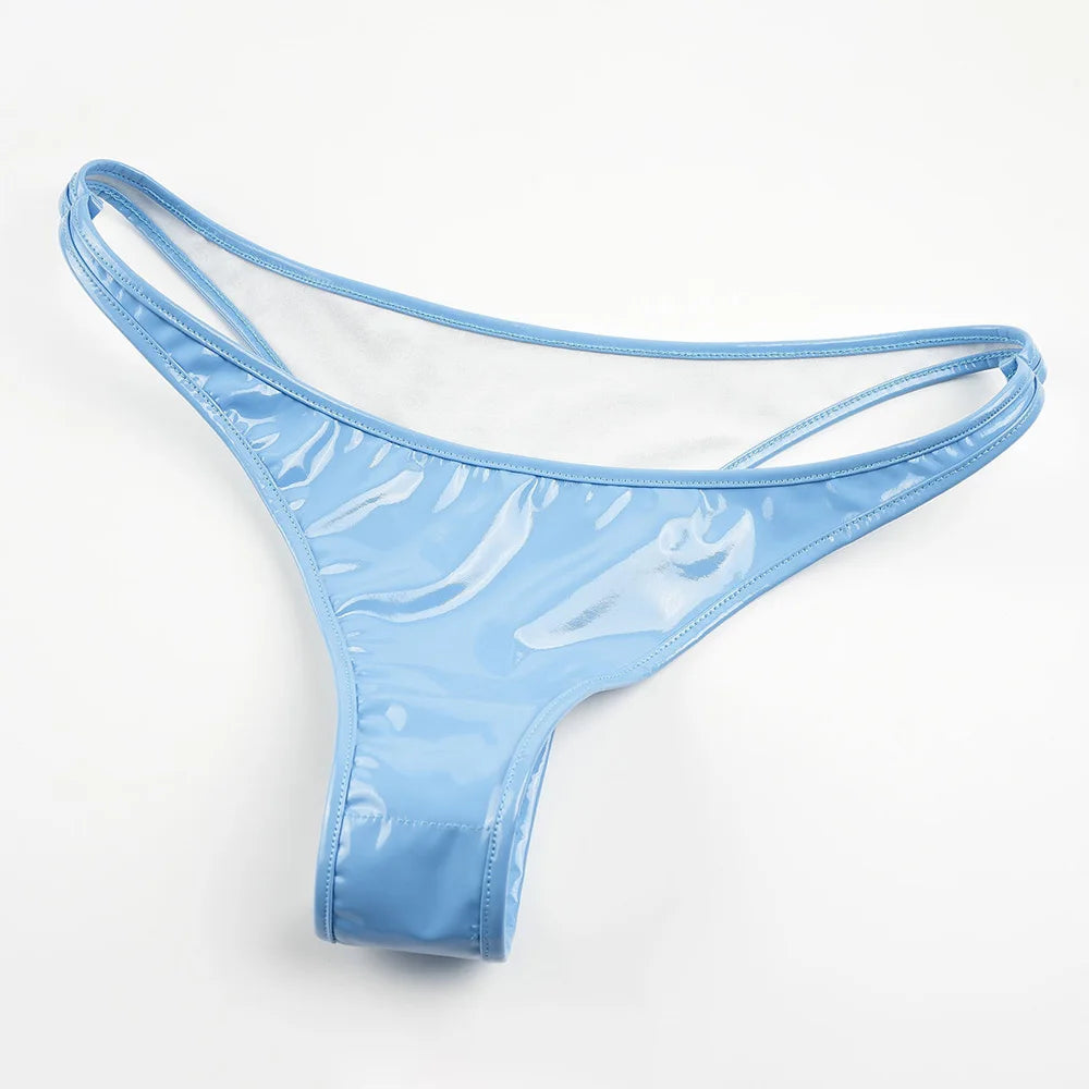 Bikini Imprimé Requin PU Cuir 2024 — Taille Basse, Maillot de Bain Sexy Femme