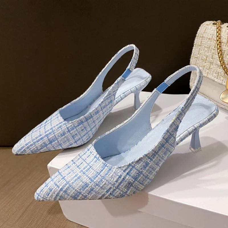 Escarpins Slingback Femme Bout Pointu Bleu — Talon Fin, Soirée & Fête 2023