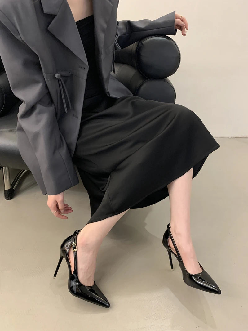 Escarpins Bordeaux Talon Aiguille 11cm — Cuir Verni Noir, Stiletto Chic, Soirée