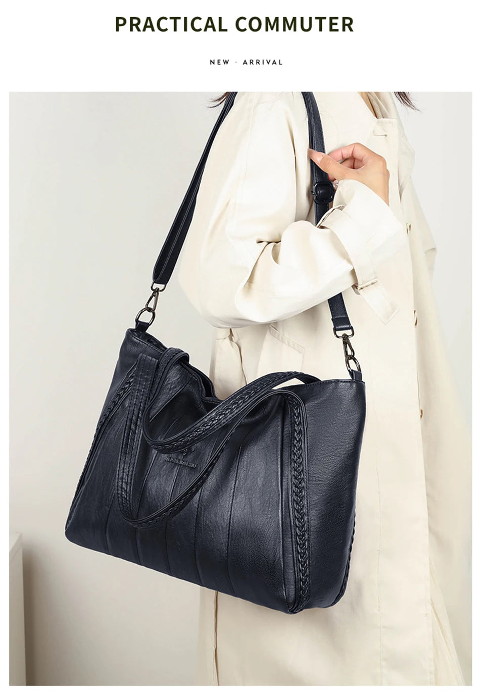 Sac À Main Femme Cuir PU Grande Marque — Tote Casual Élégant, Bandoulière