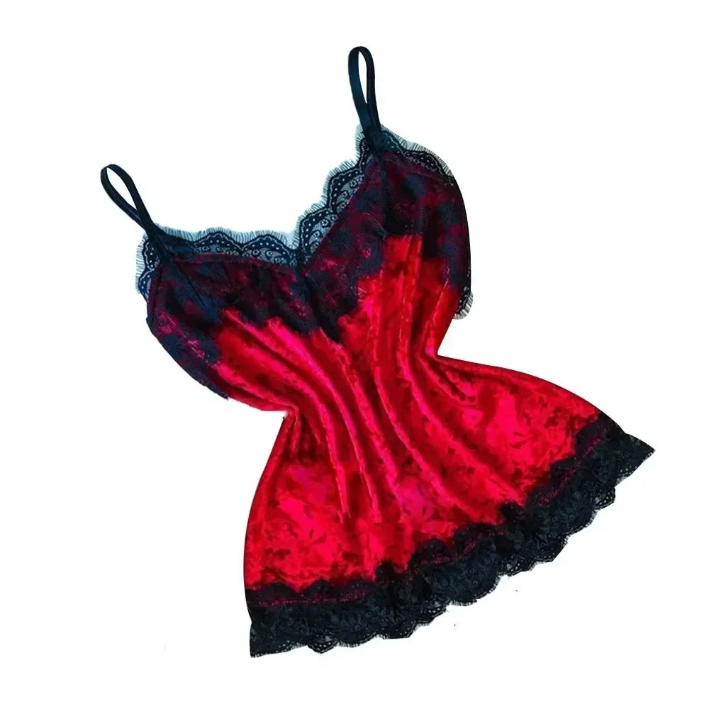 Pyjama Femme Dentelle Satin 2 Pièces — Top Court & Short, Sexy Lounge Été