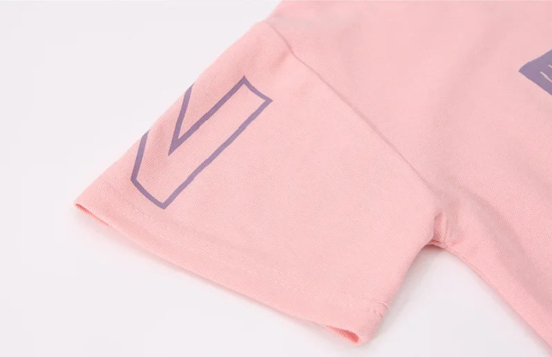 Ensemble 2 pièces filles – T-shirt manches courtes & short décontracté imprimé lettres, 5-14 ans