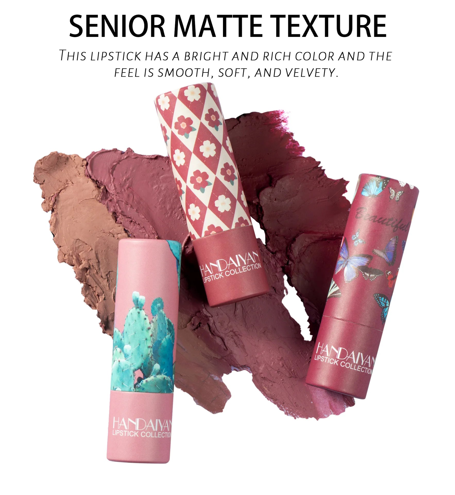 Rouge à Lèvres Mat Velours HANDAIYAN — 8 Couleurs, Waterproof, Longue Tenue