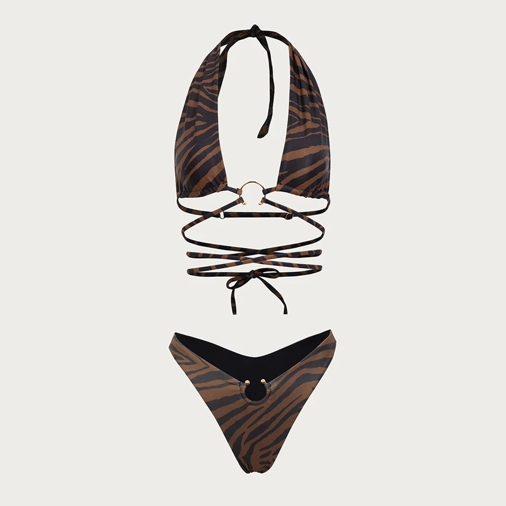 Bikini Halter Micro Brésilien 2024 — Maillot de Bain Femme Patchwork Sexy