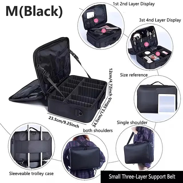 Trousse Maquillage Oxford Grande Capacité Femme — Voyage Waterproof Professionnelle