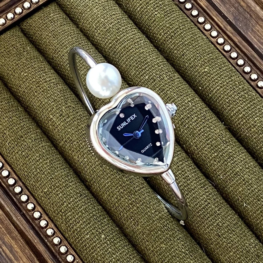 Montre Femme Perle Bracelet — Cadran Coeur, Quartz, Fashion Dropshipping