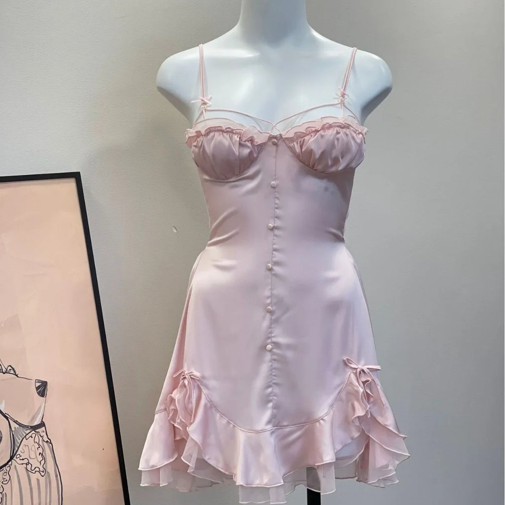 Nuisette Fille Lolita Soie Glacée — Bretelles, Rembourrée, Sexy Suspendue