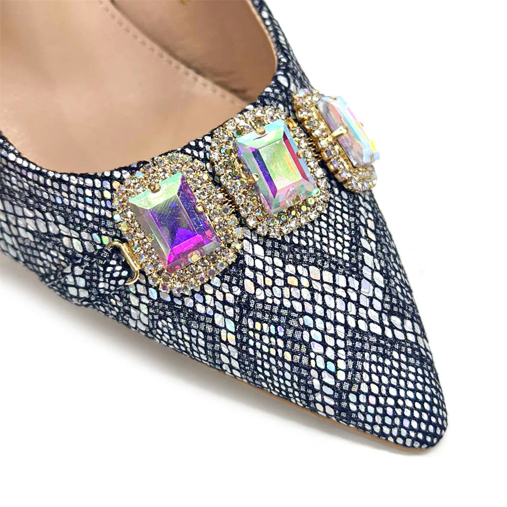Ensemble Chaussures & Sac Femme Venus Chan Vert Strass — Talon Haut, Soirée Luxe